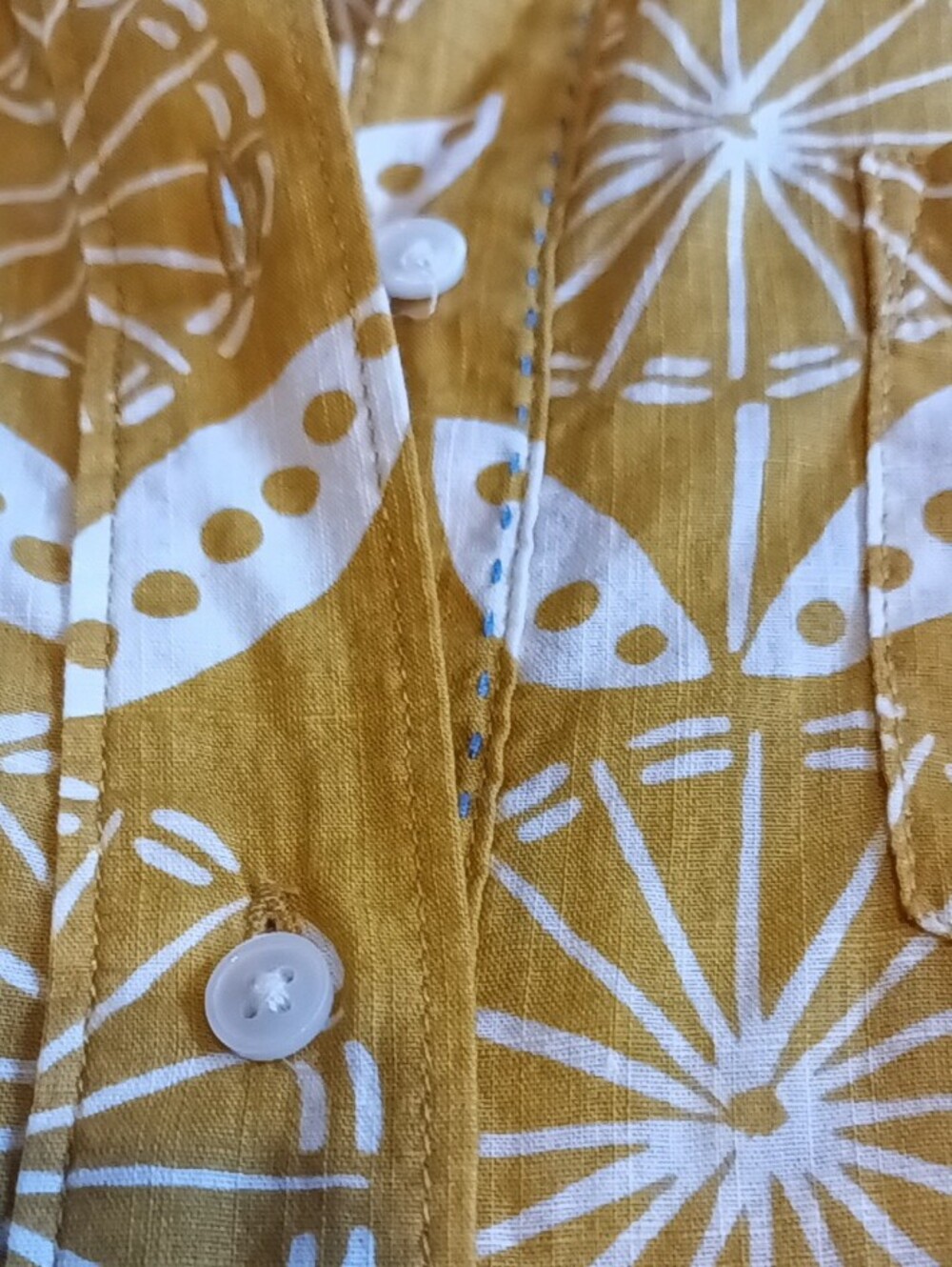 Boden Mustard Yellow Sleeveless Button-Down Top with White Floral Print - Picture 7 of 9